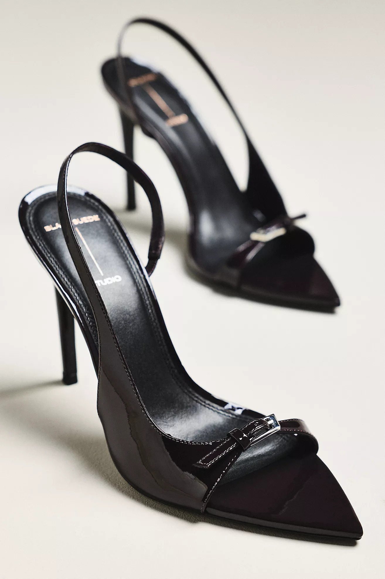 Black Suede Studio Heidi Slingback Heels | Anthropologie (US)