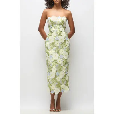 Alice Floral Appliqué Strapless Cocktail Dress | Nordstrom