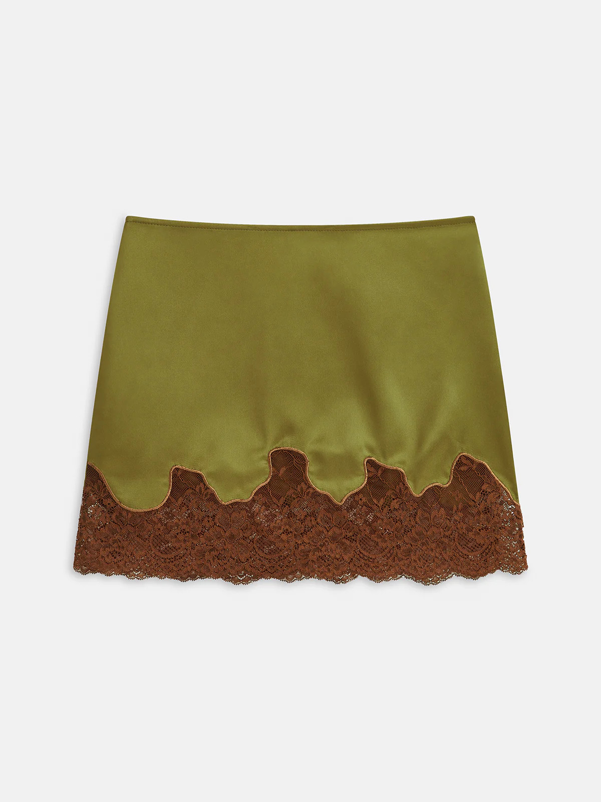 Lace Panel Satin Mini Skirt | Commense