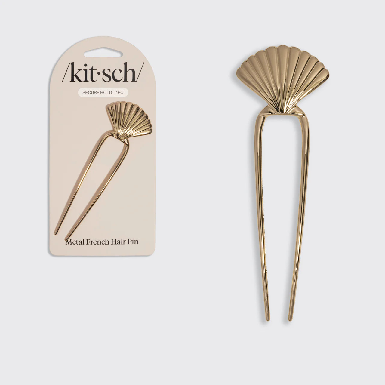 Metal Clam Shell French Hair Pin - Gold | KITSCH | Kitsch