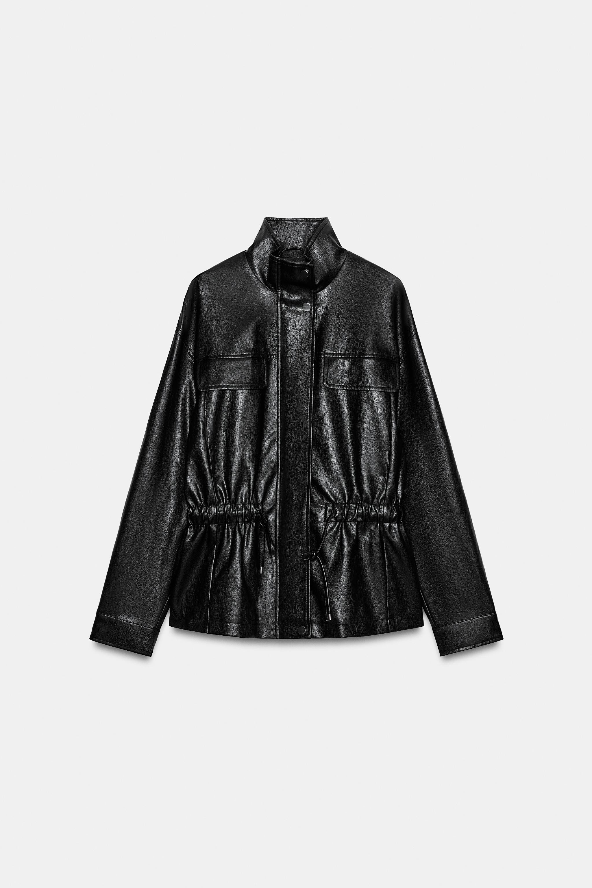 FAUX LEATHER HIGH COLLAR JACKET | Zara US