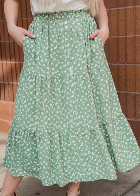 Downtown Fern Floral Tiered Skirt | My Sister's Closet Boutique