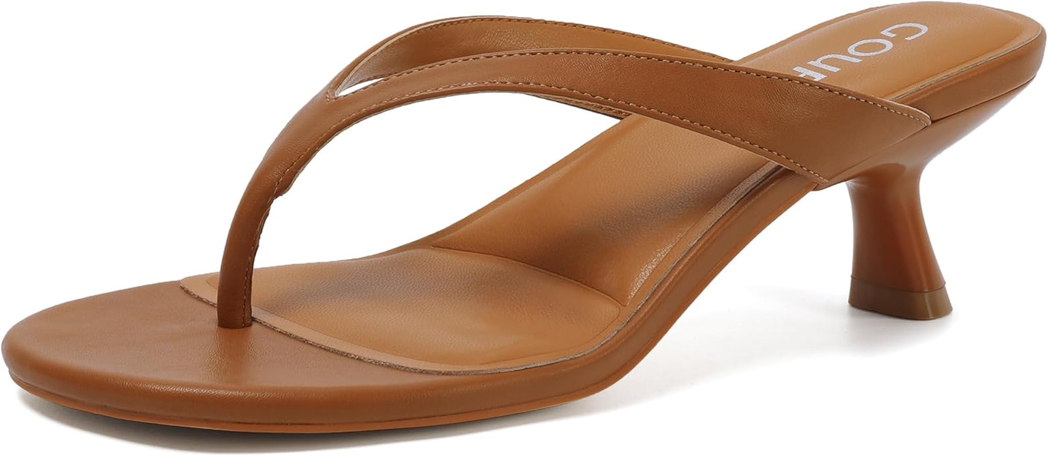 Kitten Heels for Women Round Open Toe Sandals Flip Flop Heels Summer Low Heeled Thong Sandals | Amazon (US)