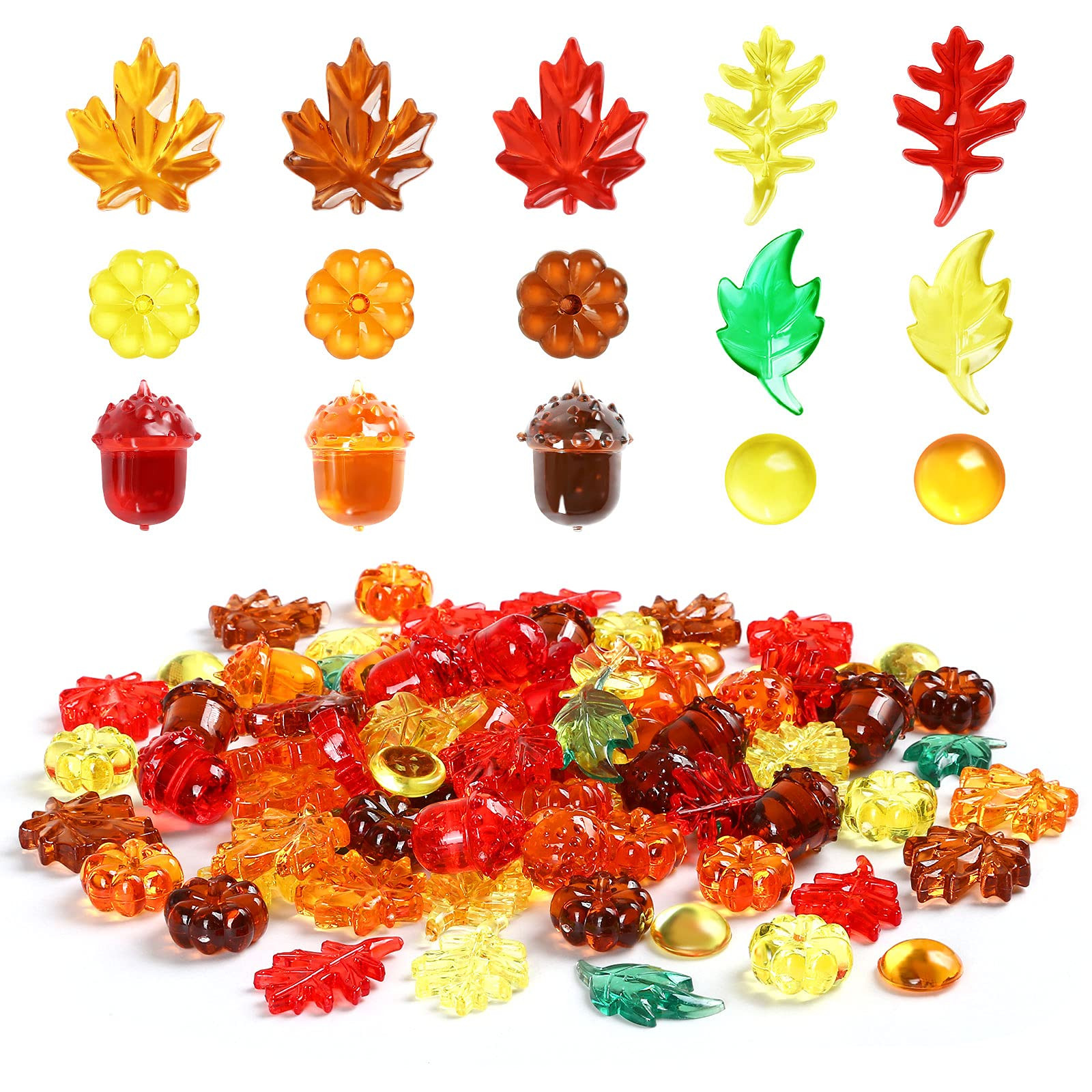 Kesote Fall Vase Filler Bin Filler, 90pcs Mini Acrylic Fall Table Scatter Fall Leaves Pine Cones ... | Amazon (US)