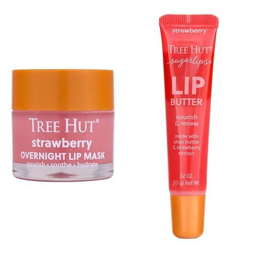 Tree Hut Strawberry Lip Care Bundle, Sugarlips Lip Butter & Overnight Lip Mask, Hydrate & Nourish Dry, Chapped Lips, Non-Sticky, Paraben-Free & Sulfate-Free | Amazon (US)