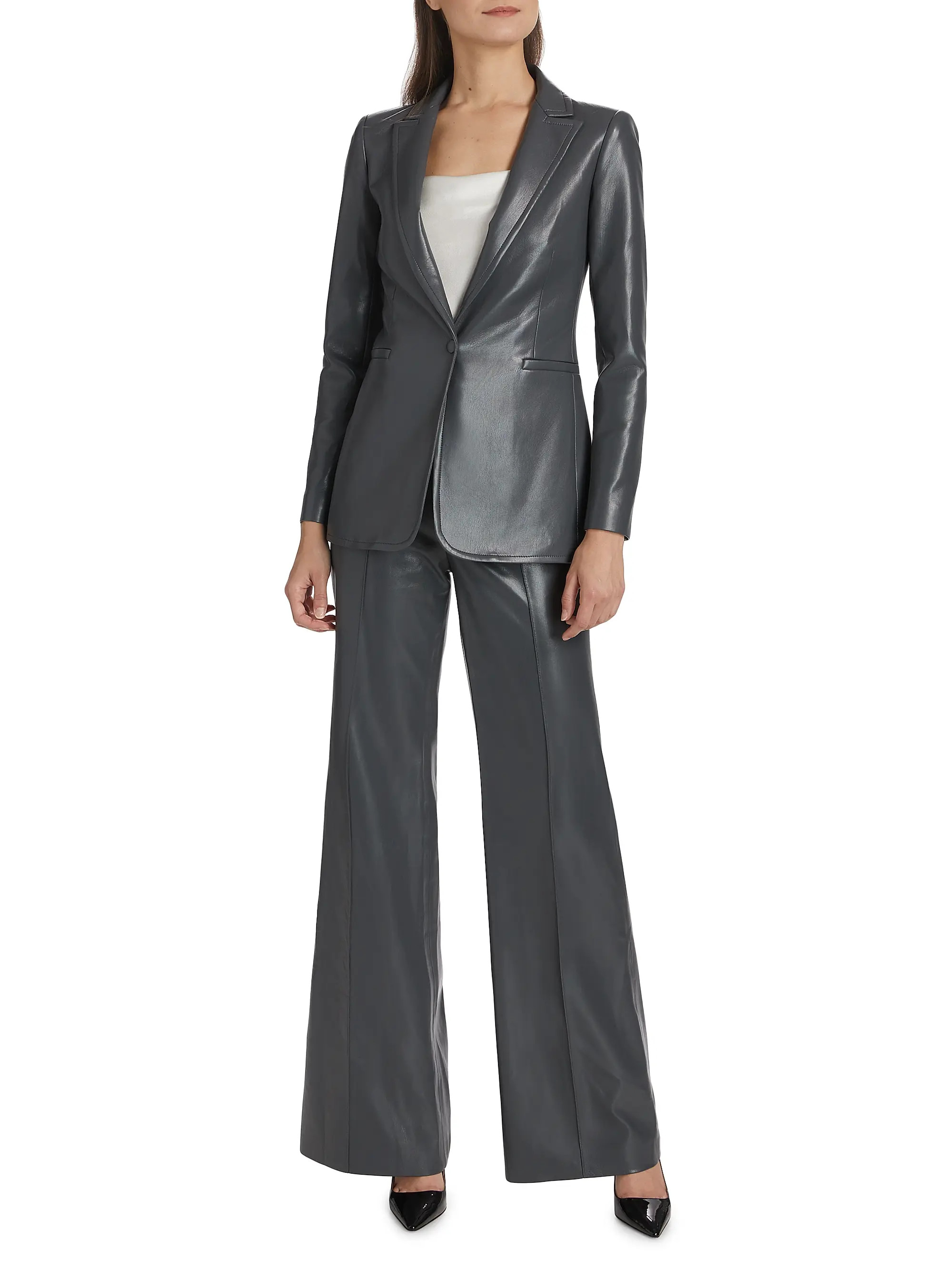 Breann Faux-Leather Single-Breasted Blazer | Saks Fifth Avenue