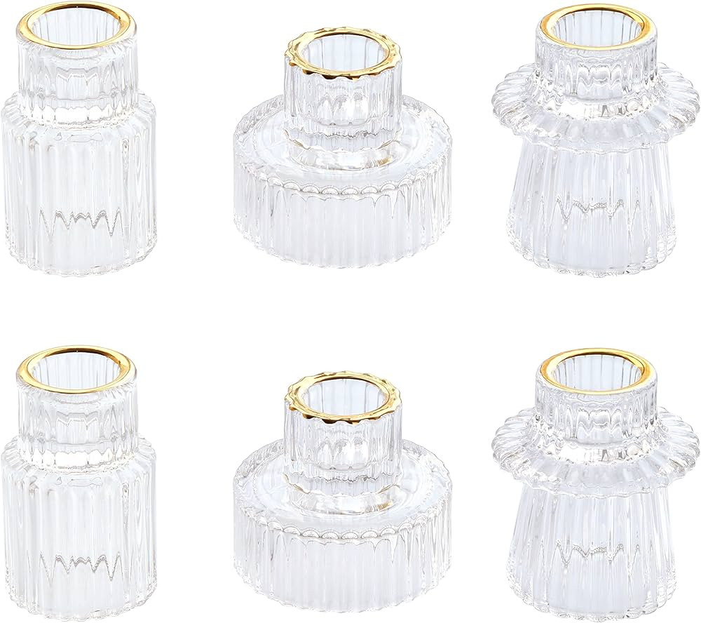 Vixdonos Taper Glass Candlestick Holders Tealight Candle Holders for Table Centerpieces, Wedding ... | Amazon (US)