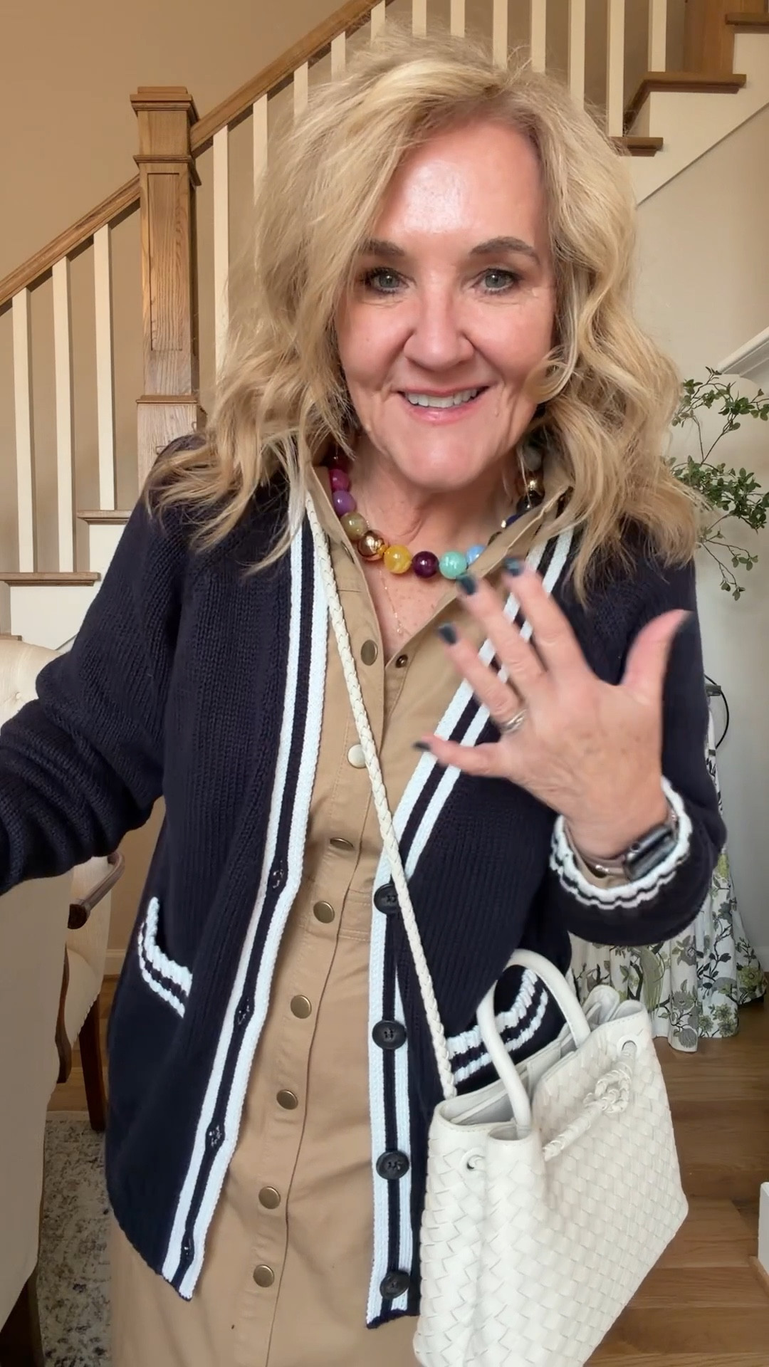 Dress size 8 reg 
Tennis sweater size medium 
Navy blazer size 10 petite 
Light blue sweater blazer size medium reg 
Leather black tall boots are high quality! I bought a size 9 as they don’t come in 1/2 sizes 

#LTKOver40 #LTKFindsUnder100 #LTKSaleAlert