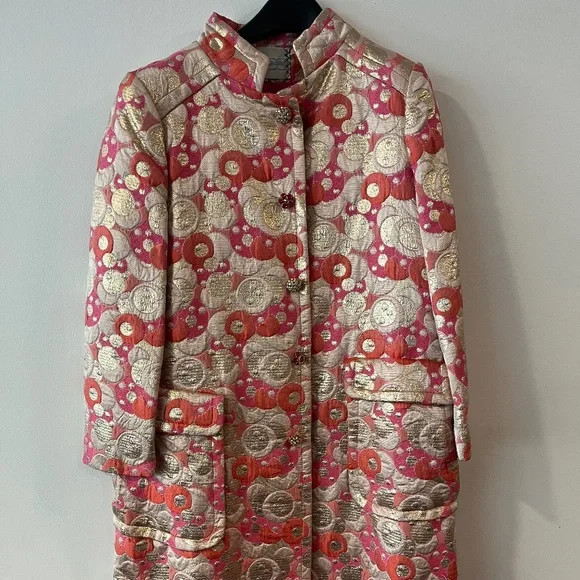 Vintage 60's Metallic Brocade Pink and Gold Coat. size M | Poshmark