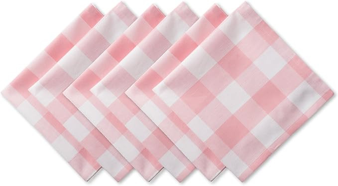 DII Buffalo Check Collection, Classic Farmhouse Tabletop Set, Napkin Set, 20x20, Pink & White, 6 ... | Amazon (US)