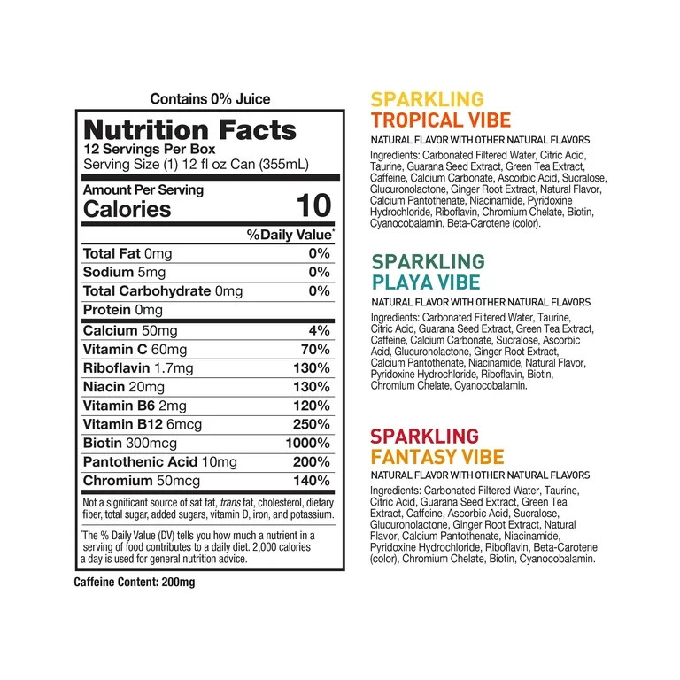 CELSIUS Sparkling Beach Vibes Variety Pack, Functional Energy Drink 12 fl oz (Pack of 12) | Walmart (US)