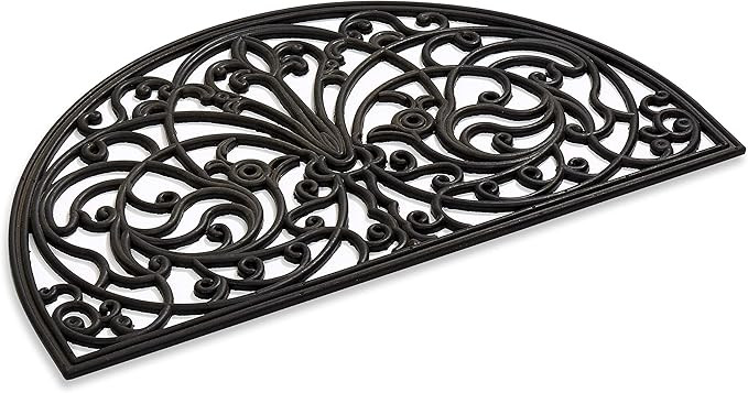 Rubber Scroll Doormat Half Moon Mat, Indoor Outdoor Entrance Mat, Low Clearance, Functional and E... | Amazon (US)