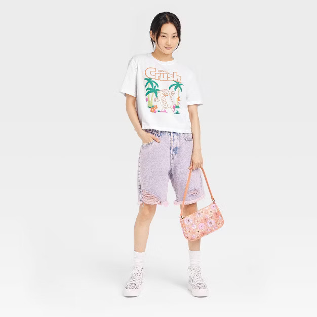 Women's Crush Soda Short Sleeve Graphic Cropped T-Shirt - White | Target
