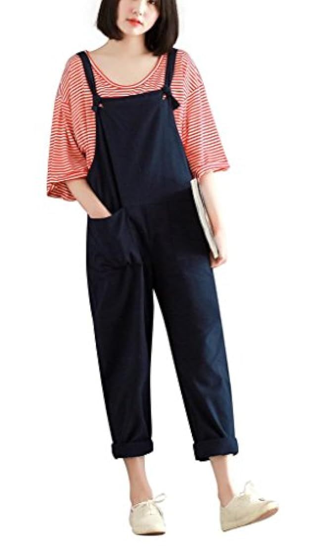 Hulaha Womens Cotton Plus Size Overalls Baggy Bibs Jumpsuits 2XL | Amazon (US)
