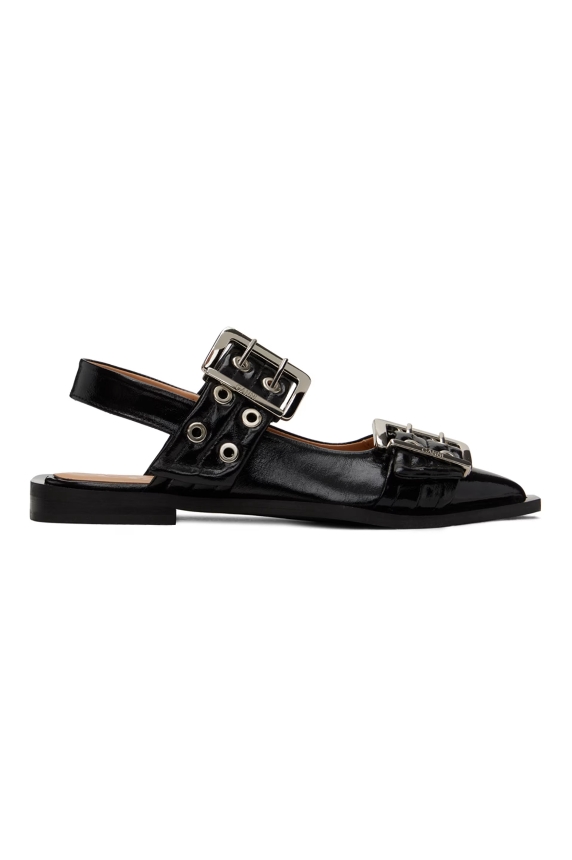 Black Chunky Buckle Ballerina Flats | SSENSE