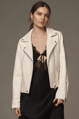The Saige Faux-Leather Moto Jacket | Anthropologie (US)