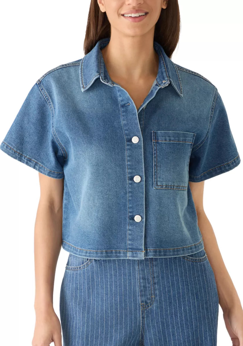 Women's Short Sleeve Denim Camp Shirt | Belk