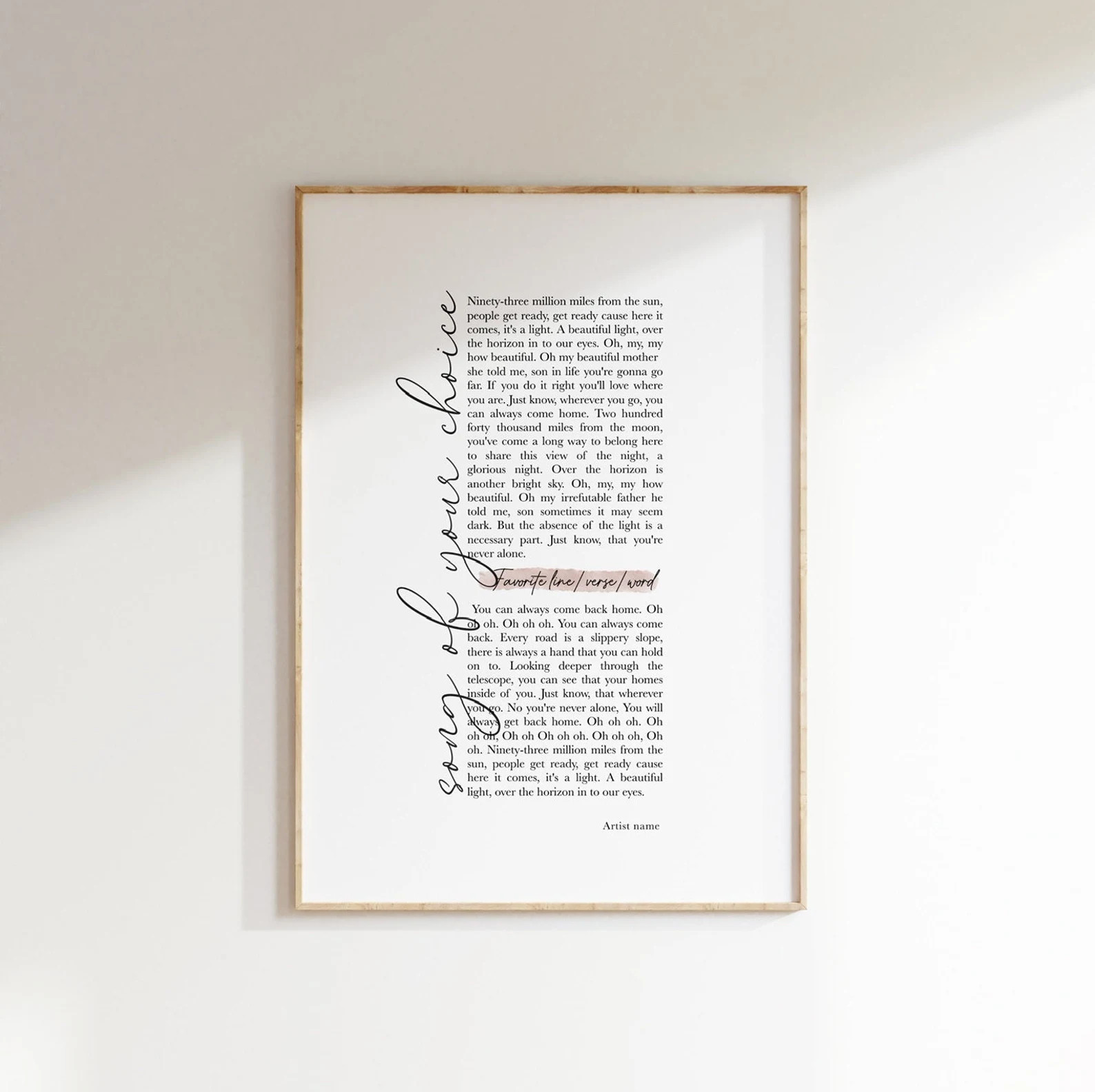 Custom Song Lyric Print, Song Lyric Poster, Wedding Gift for Best Friend, Favorite Song Anniversa... | Etsy (US)