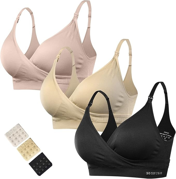 HOFISH Women's Maternity Pregnancy Seamless Breastfeeding Bras No Underwire | Amazon (US)