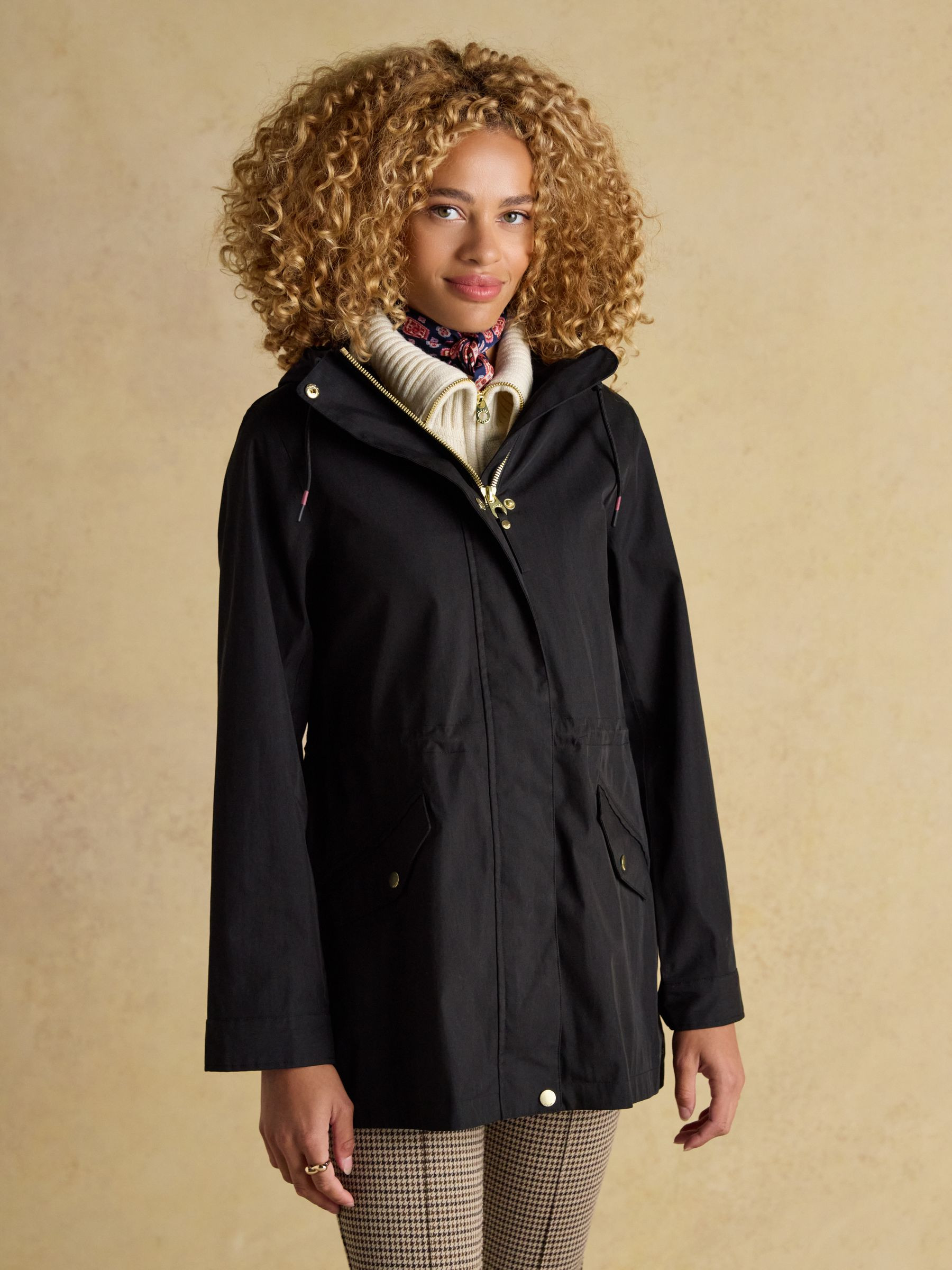 Portwell Black Waterproof Raincoat With Hood | Joules | Joules