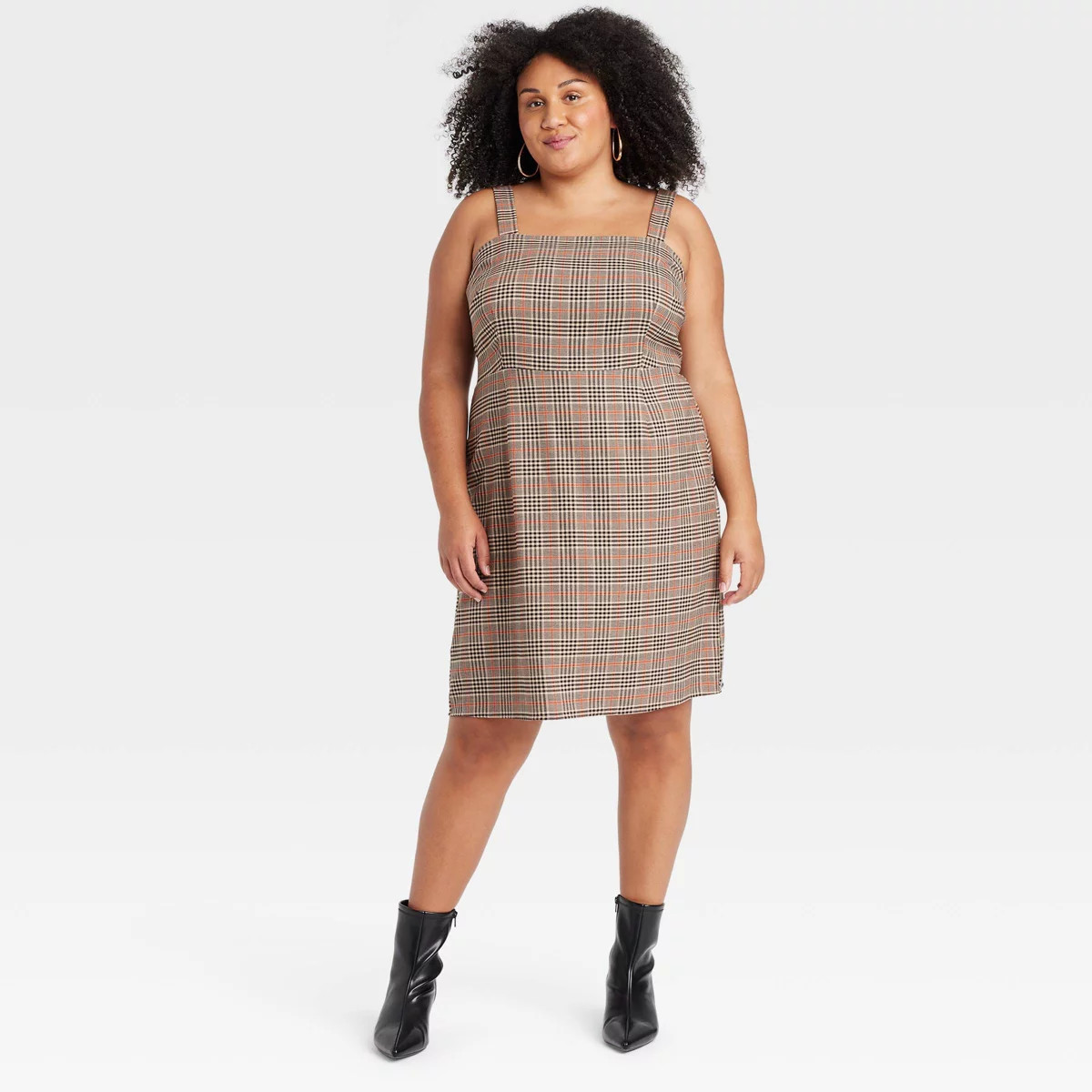 Women's Tailored Mini A-Line Dress - Ava & Viv™ Tan Plaid 4X | Target