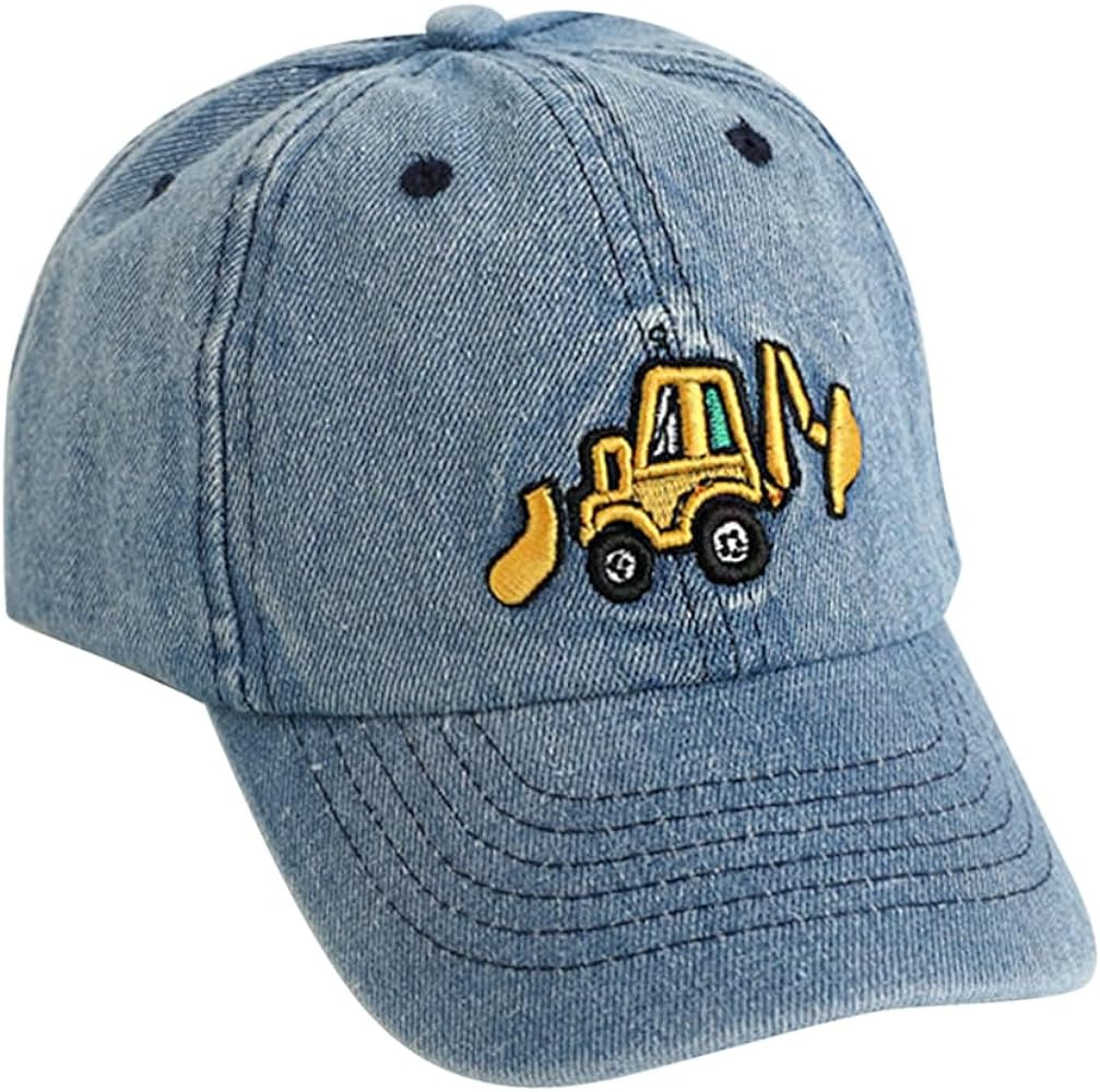 Cute Embroidery Excavator Kids Baseball Cap Adjustable Cotton Washed Vintage Cowboy Hat for Boys ... | Amazon (US)