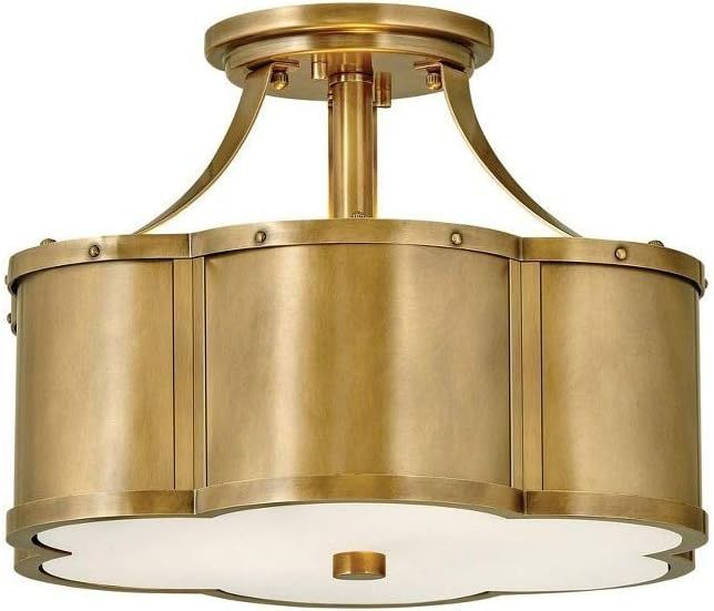 Hinkley Chance Collection Two Light Small Semi-Flush Mount, Heritage Brass w/ Etched Opal Glass | Amazon (US)