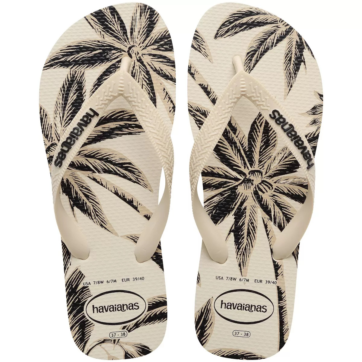 Havaianas Women's Logo Flip Sandals - Beige/Black Print 6 | Target