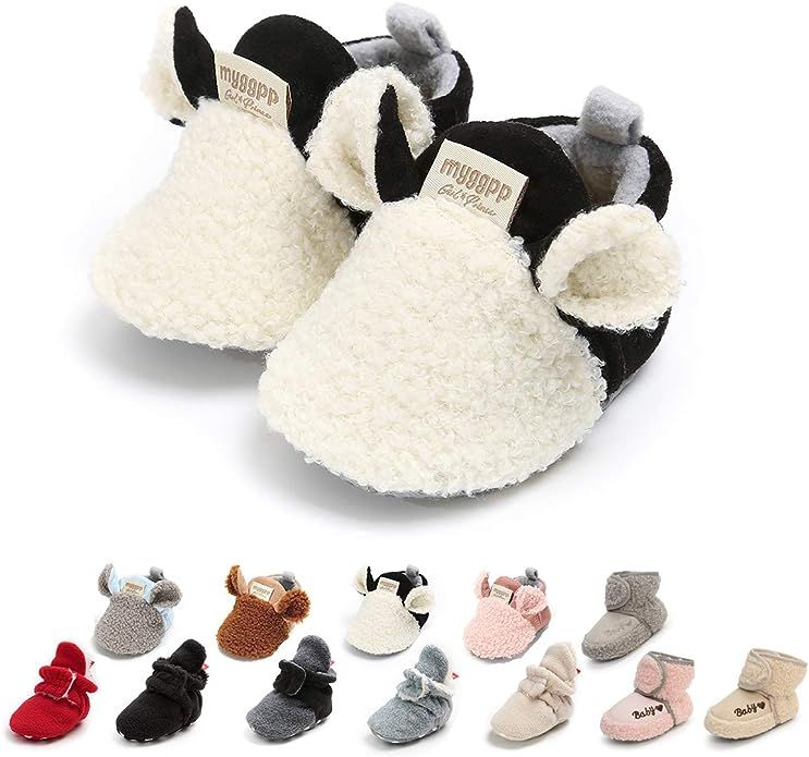 Ohwawadi Infant Baby Boys Girls Slippers Cozy Fleece Booties Soft Bottom Warm Cartoon Socks Newbo... | Amazon (US)