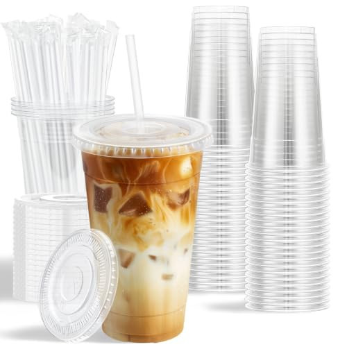 Huifany 50 Pack 20 oz Plastic Cups, Disposable To Go Coffee Cups | Amazon (US)