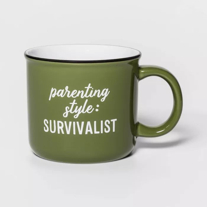15oz Stoneware Parenting Survivalist Camper Mug Green - Threshold™ | Target