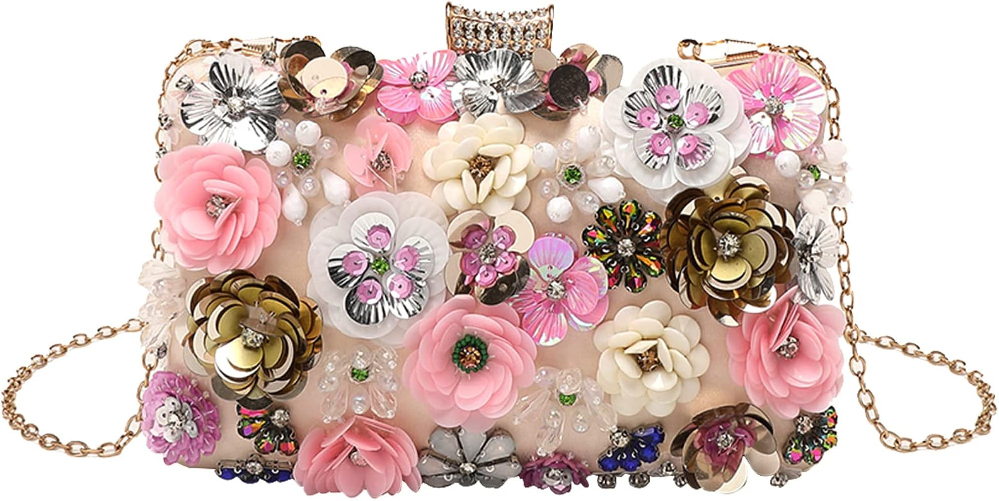 LETODE Flower Clutch Purse Evening Bag for Women Formal Party Handbag Chain Strap Shoulder Bag | Amazon (US)