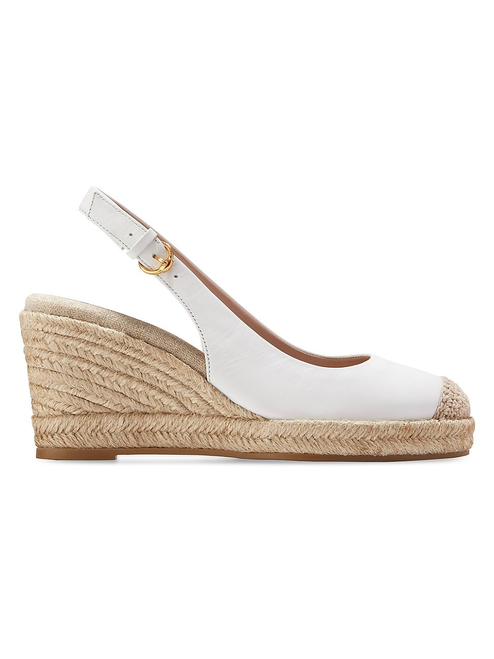 Women's Espadrille 80MM Leather Platform Slingback Wedge Pumps - White Leather - Size 6.5 | Saks Fifth Avenue