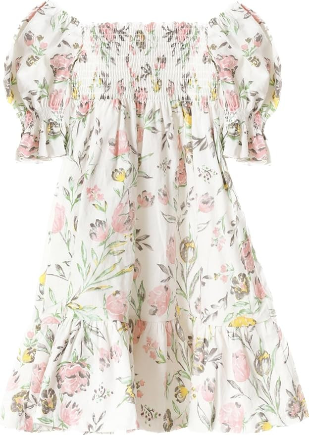 NOTHING FITS BUT Girl’s Classic Cotton Linen Dress, Hana Gown, Puffed Sleeves Frock Kids Cotton... | Amazon (US)