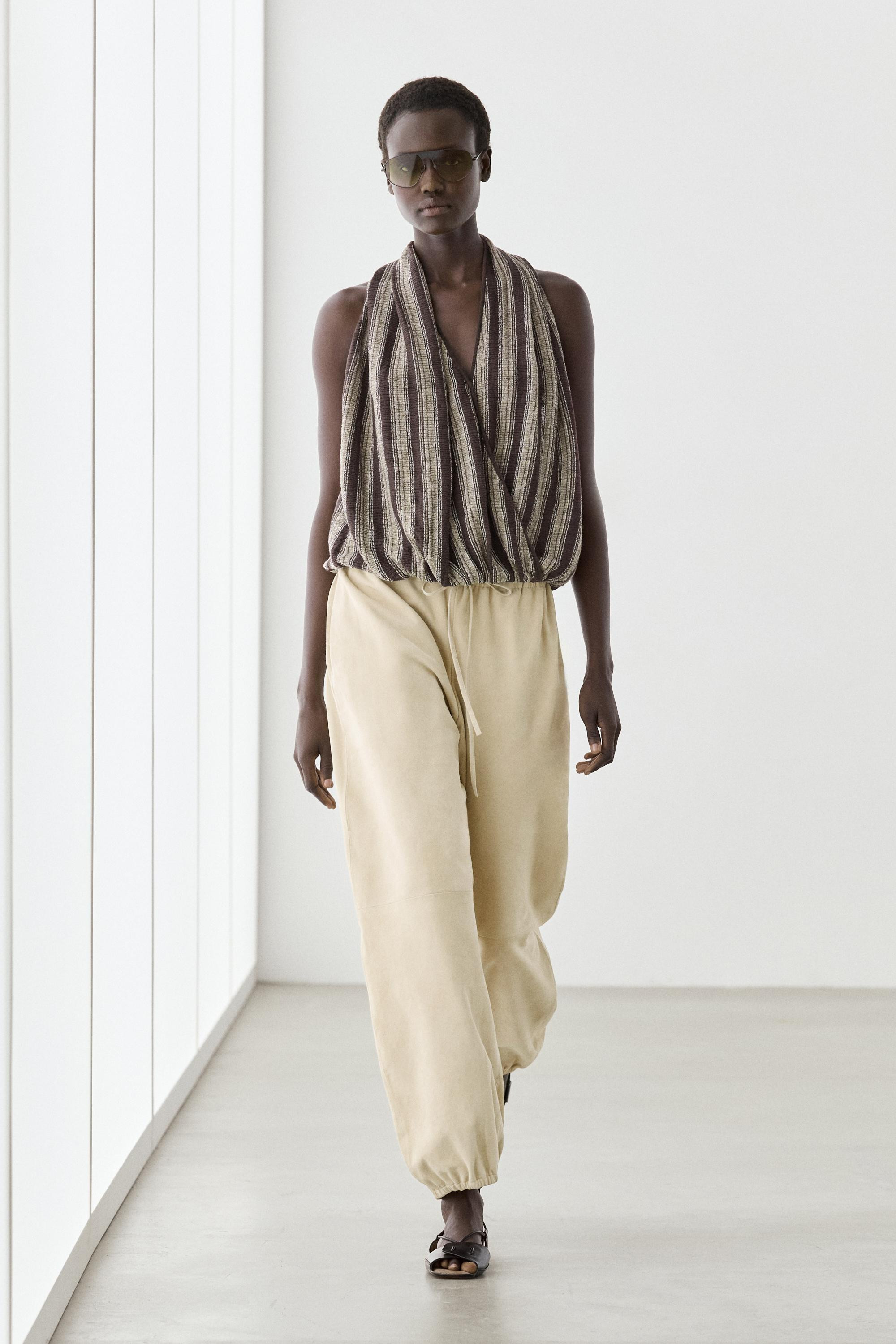 Surplice top with striped detail | Massimo Dutti UK