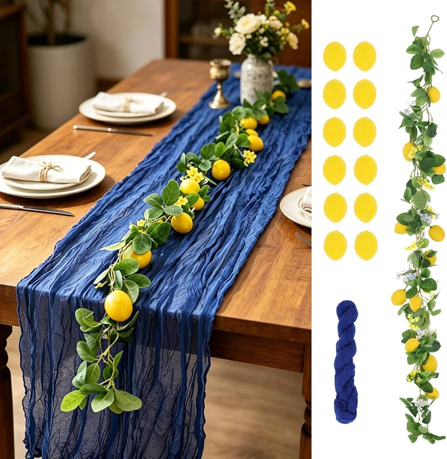 Amalfi Coast Party Decorations Mediterranean Table Decor, Capri Lemon Garland Royal Blue Cheesecl... | Amazon (US)