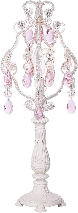 Regency Hill Traditional Chandelier Accent Table Lamp 19 1/2" High Antique White Pink Clear Faux ... | Amazon (US)