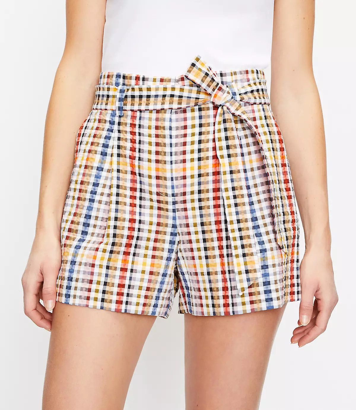 The Paperbag Pull On Short in Gingham | LOFT | LOFT