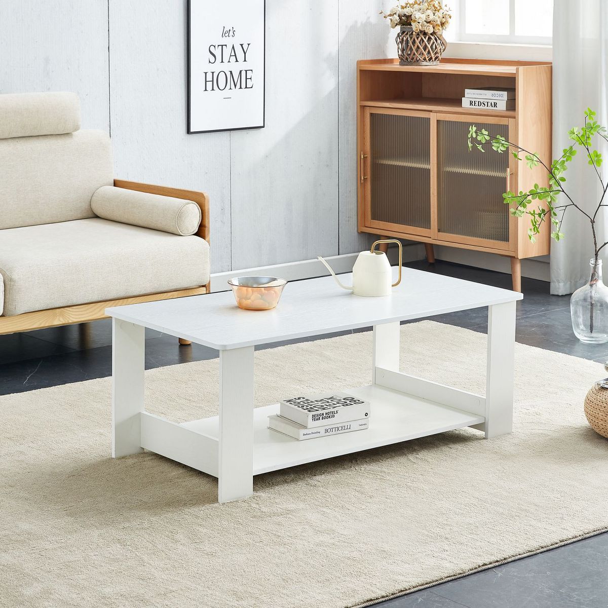 Modern Minimalist Rectangular Coffee Table with Double Layer - The Pop Home | Target