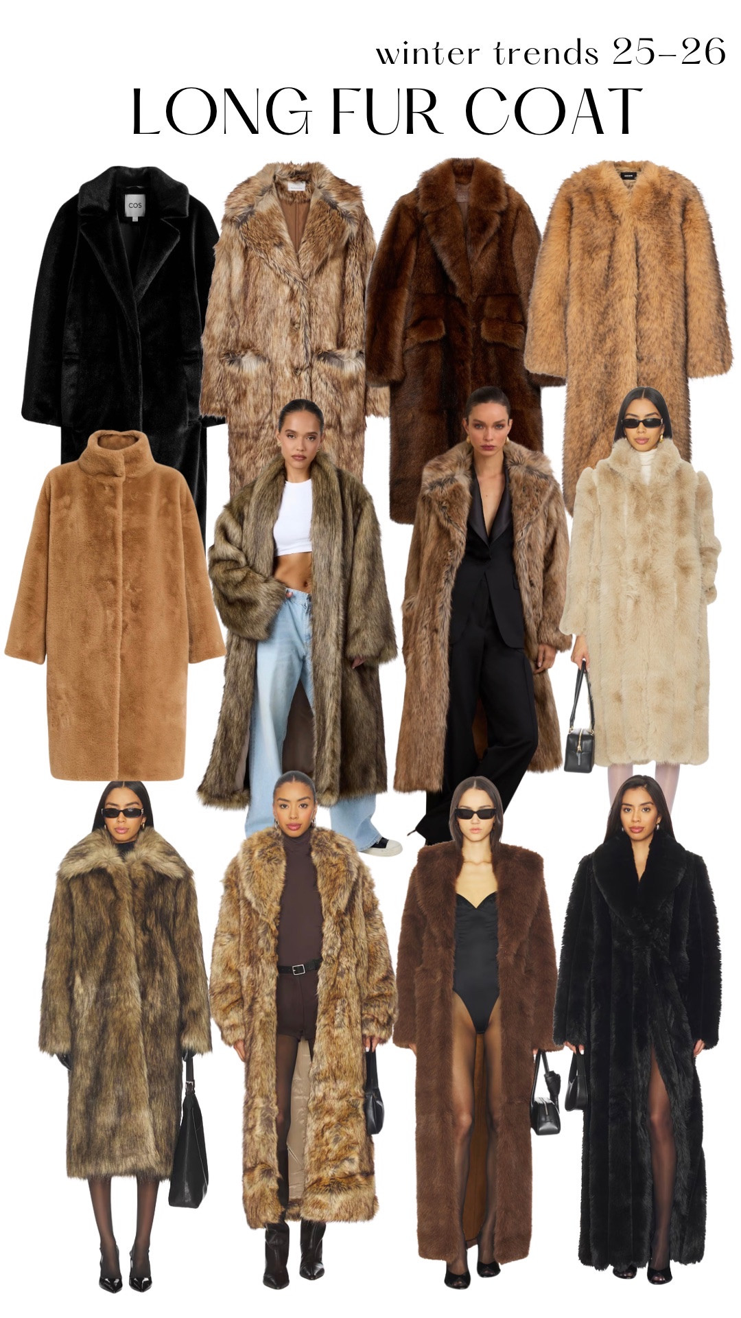 Winter 2026 trends: long fur coats. 
It’s all about the statement coat. You can wear basically anything underneath and look chic, modern and on trend. Shop faux fur coats in brown, black, beige and other trendy colors.
#fur #faux #coats #coat #long #winter #trends #brown #beige #black #white #trendy #chic #wintercoat #winteroutfit #mink 

#LTKWorkwear #LTKootd #LTKSeasonal