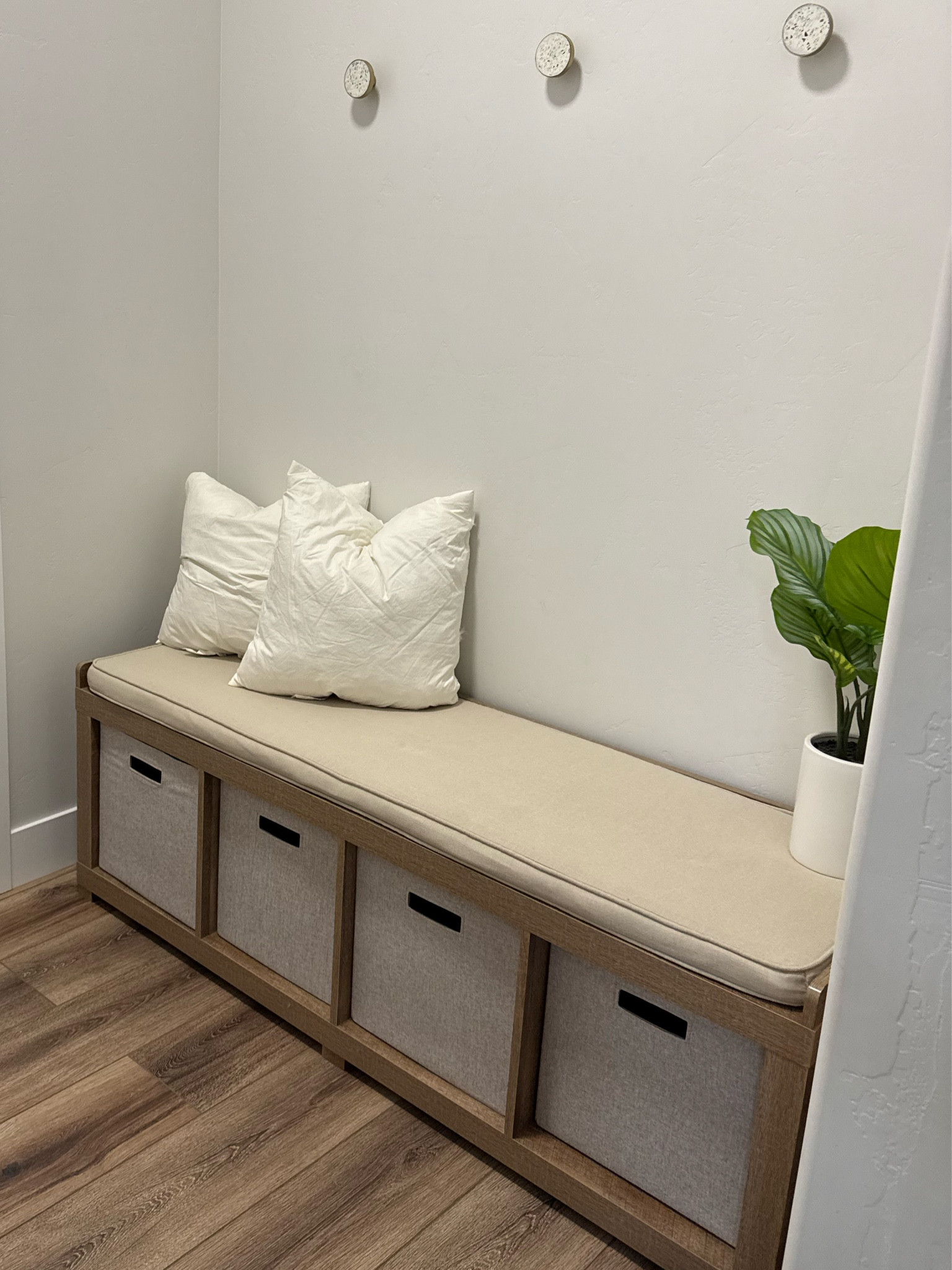 Walmart storage bench perfect for mudroom 