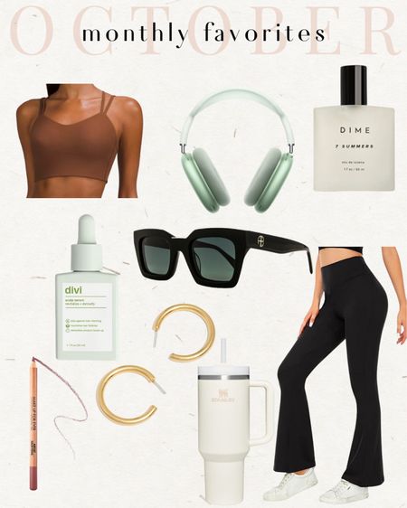 October monthly favorites! Lululemon sports bra, Amazon flares, gold hoops, Stanley cup and more!!