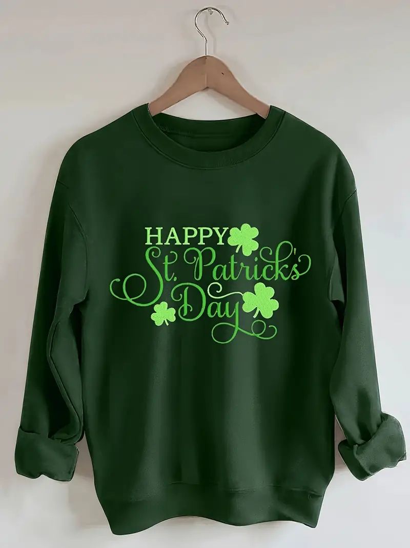 St. Patrick's Day Print Sweatshirt Crew Neck Casual - Temu | Temu Affiliate Program