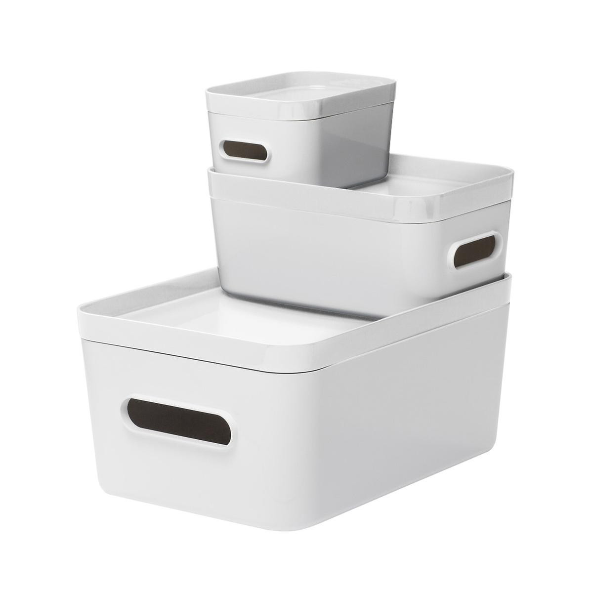 SmartStore X-Small Compact Plastic Bin w/Handles White | The Container Store