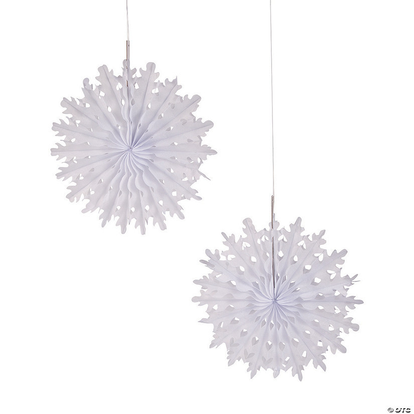 15" White Snowflakes Tissue Paper Hanging Decorations - 12 Pc. | Oriental Trading Company
