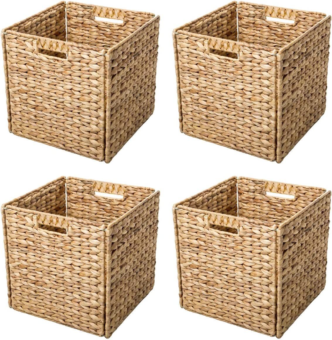 Foldable Hyacinth Storage Basket with Iron Wire Frame By Trademark Innovations (Set of 4) | Amazon (CA)