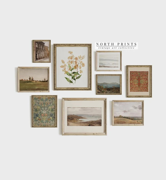 Printable Vintage Gallery Wall Art SET  Antique Prints Warm | Etsy | Etsy (US)