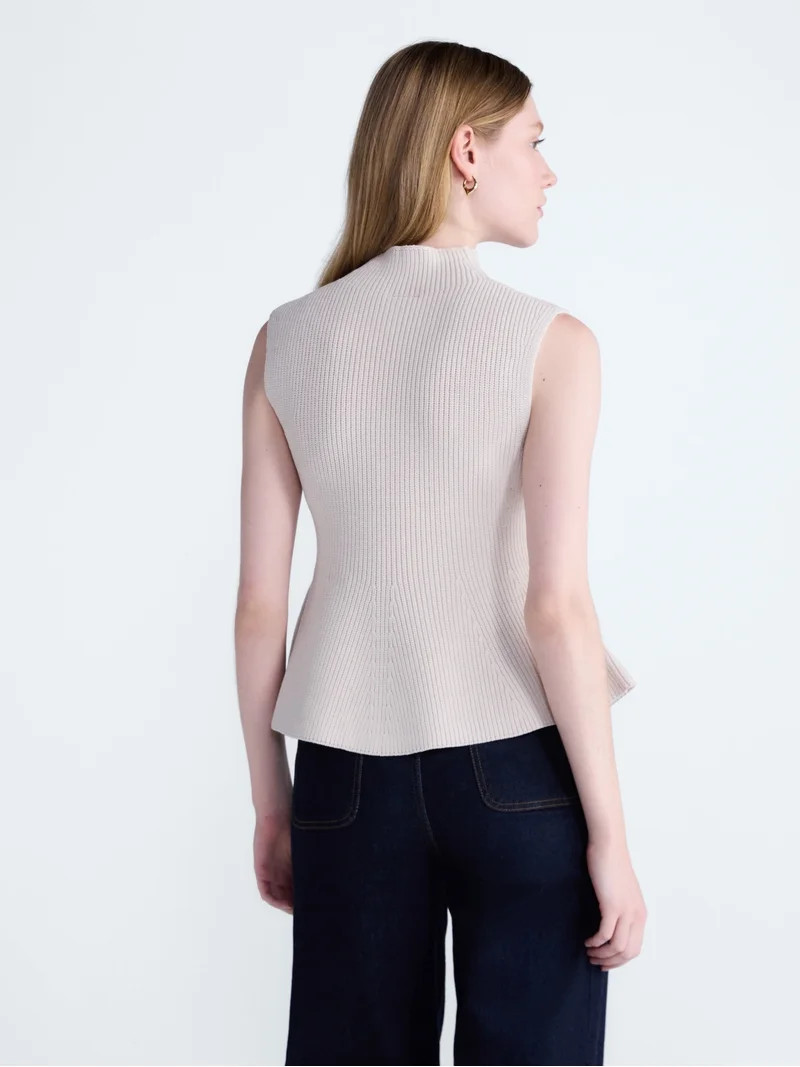 Scoop Women's and Women's Plus Sleeveless Mock Neck Peplum Sweater Tank, Sizes XS-4X | Walmart (US)