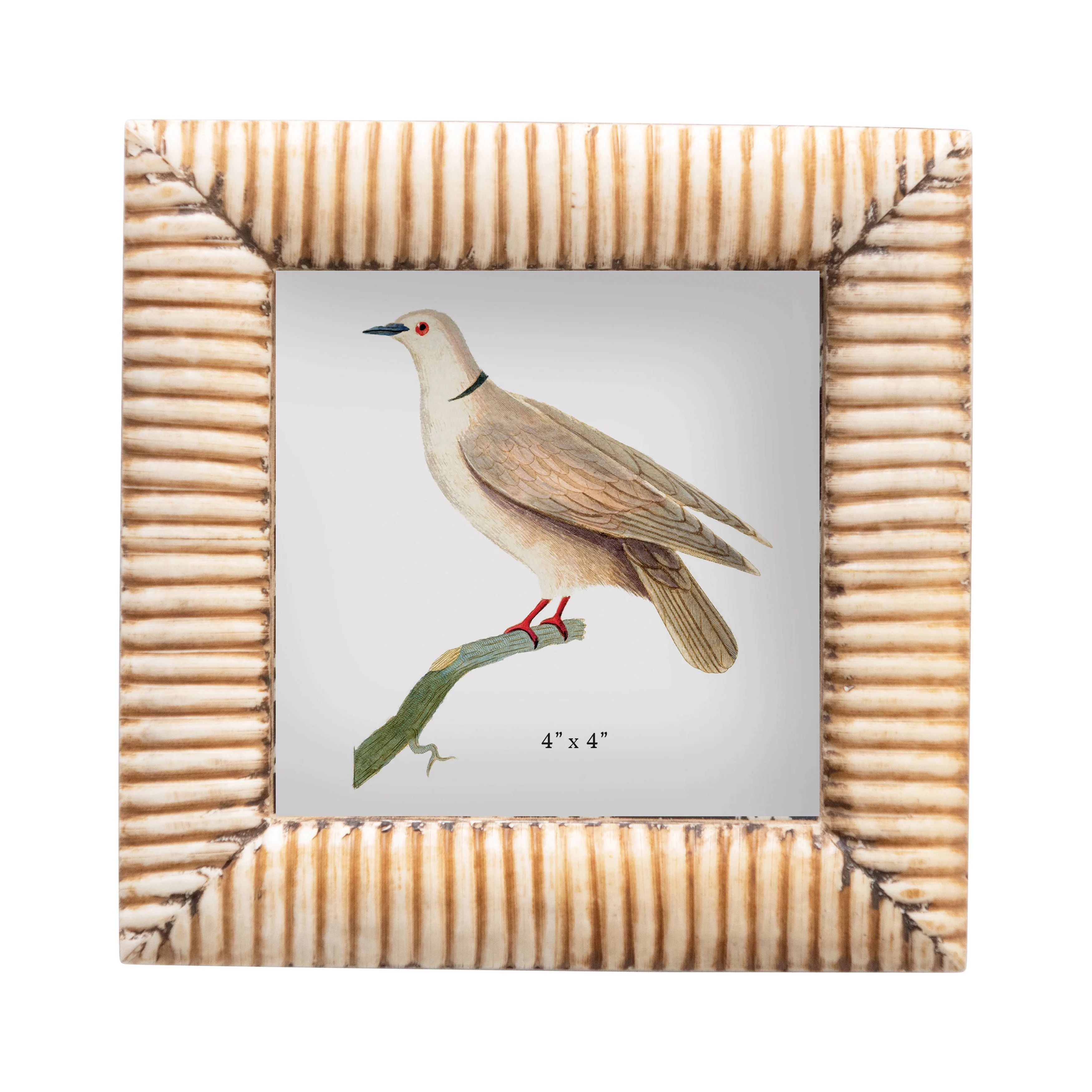 Creative Co-Op Hand-Carved Bone & MDF Photo Frame with Ribbed Pattern, Natural (Holds 4" x 4" Pho... | Walmart (US)
