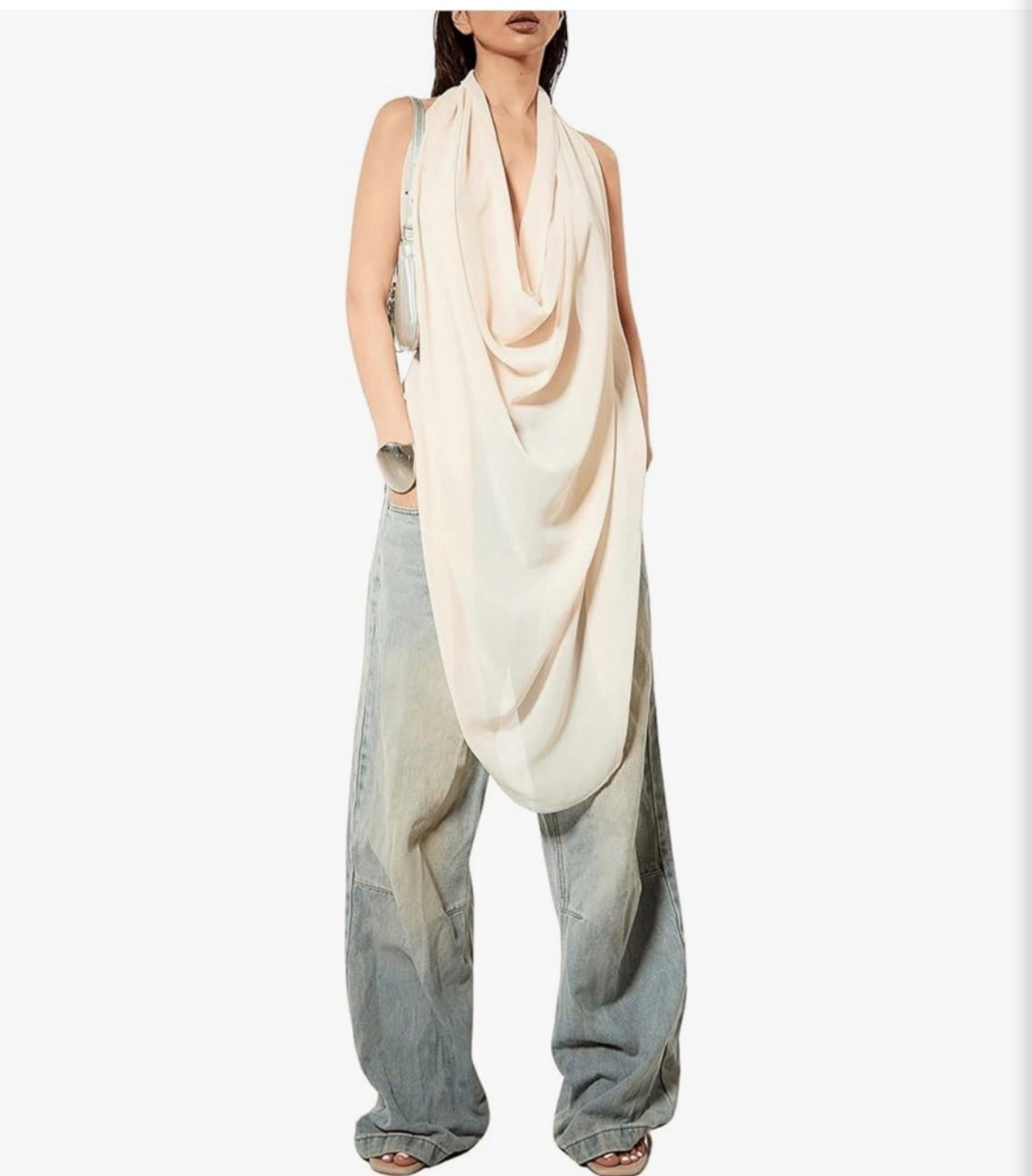 Women's Cowl Neck Backless Halter Top Y2k See Through Going Out Tank Tops Sleeveless Draped Chiffon   Back OUT. True to size

#LTKSaleAlert #LTKMidsize #LTKPlusSize